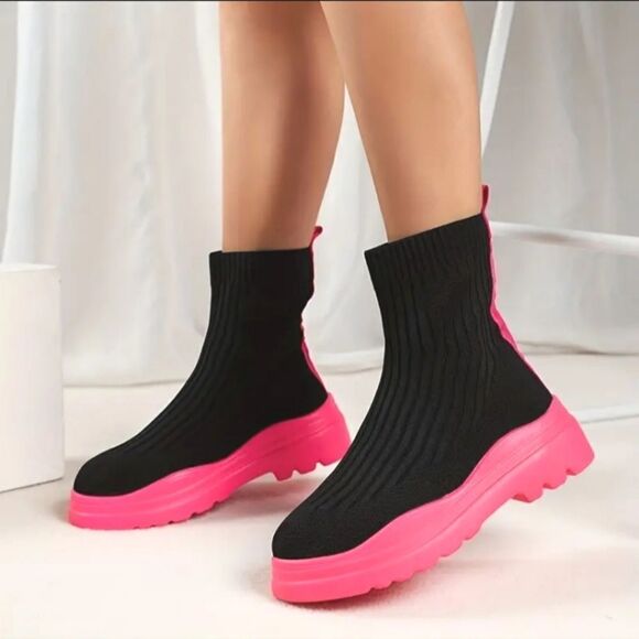 Trendy women's slip on sock boots sz 6 - Picture 4 of 9